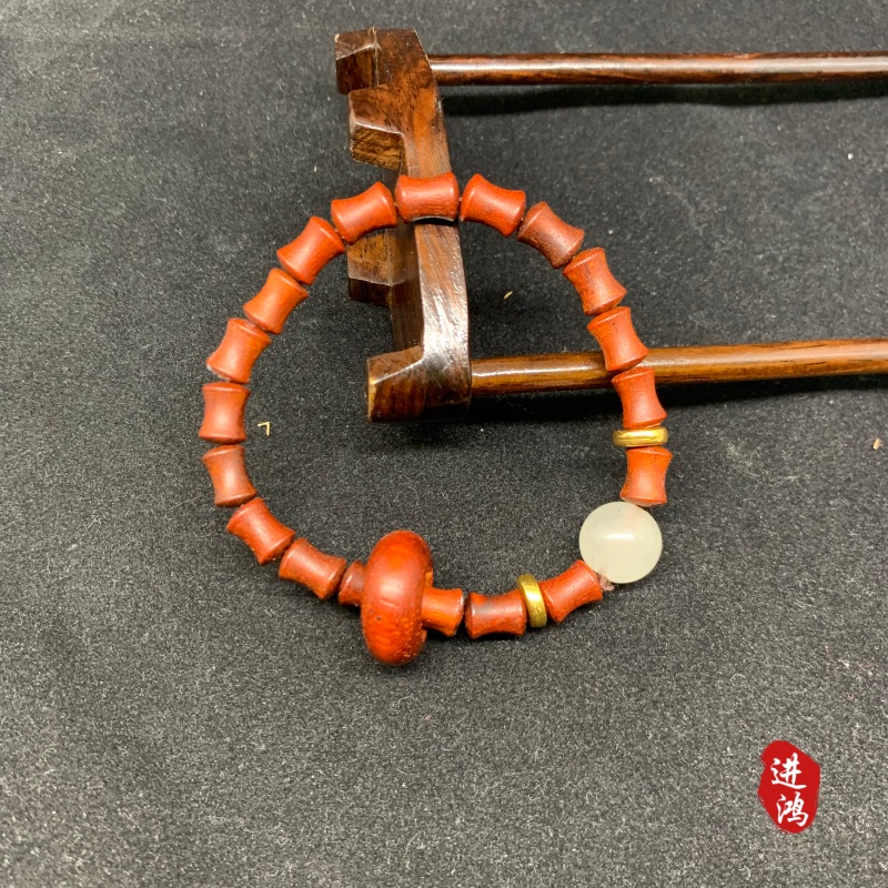 圆环竹节血檀木夜光手串，文玩手串旅游景点·国潮流行手串天然纹理时尚大气，购物中心摆摊必备爆款