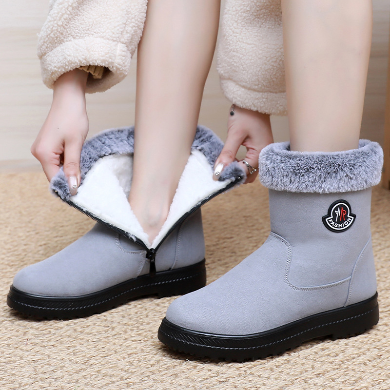 Cross-border TEMU delivery of women's cotton shoes, snow boots, one-foot women's boots, fleece and thickened cotton boots, warm long boots Specification drawing