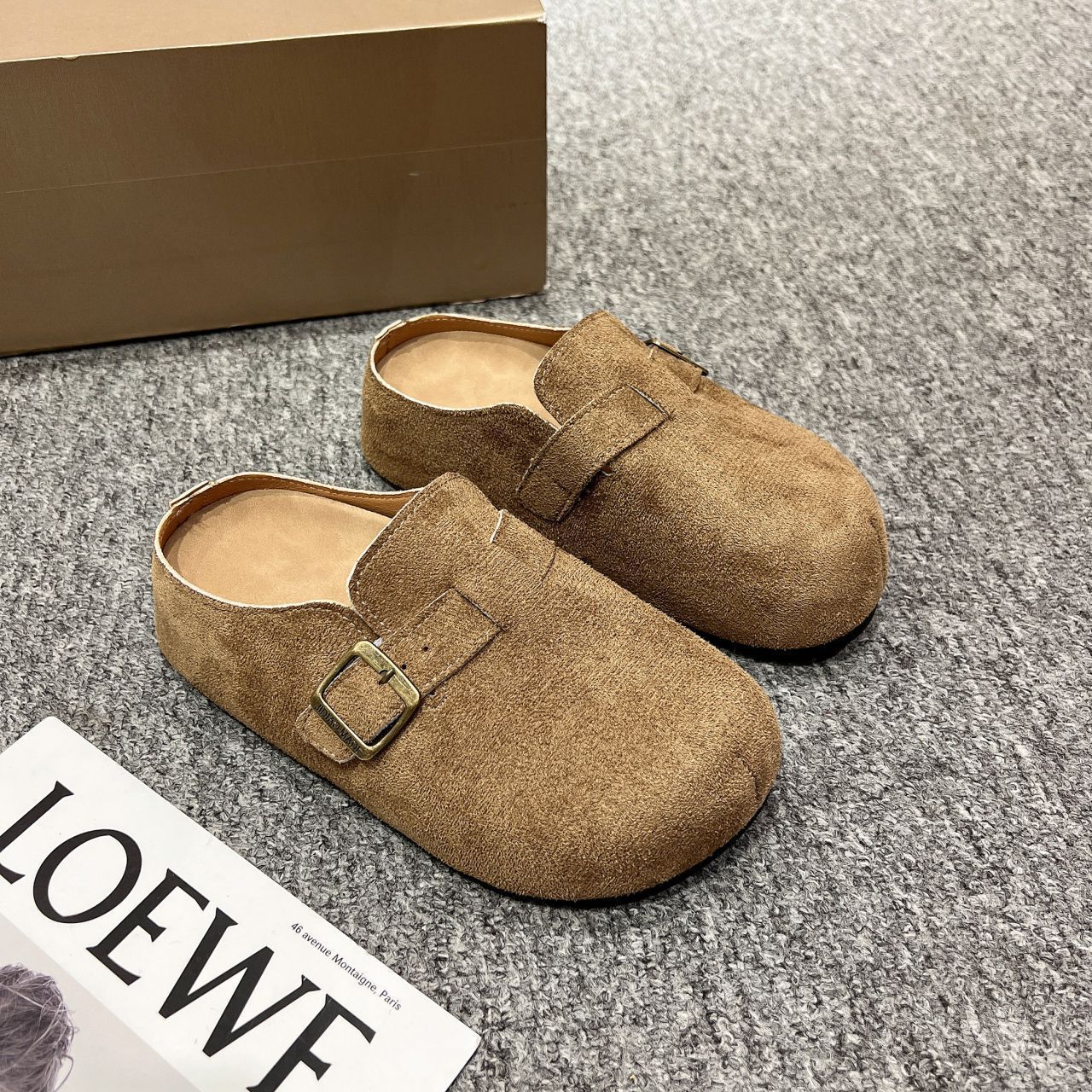 Thick-soled Boken shoes, half-drawn-out women's outerwear 2025 new spring and summer lazy Boken shoes, French half-toe flip-flops Specification drawing