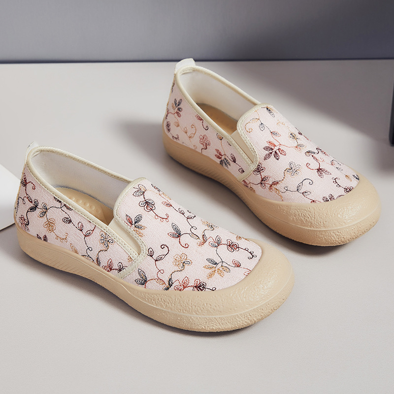 Spring new women's shoes in stock: shallow-mouthed, flat-bottomed, one-foot mom shoes, soft-soled, round-toed, not tiring, lazy casual shoes Specification drawing