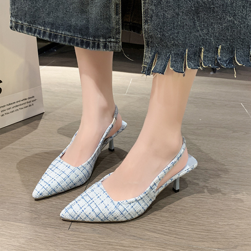French chanel-style high-heeled flip-flops for women, 2024 new summer skinny pointed-toe flip-flops, available for distribution Application Scenario