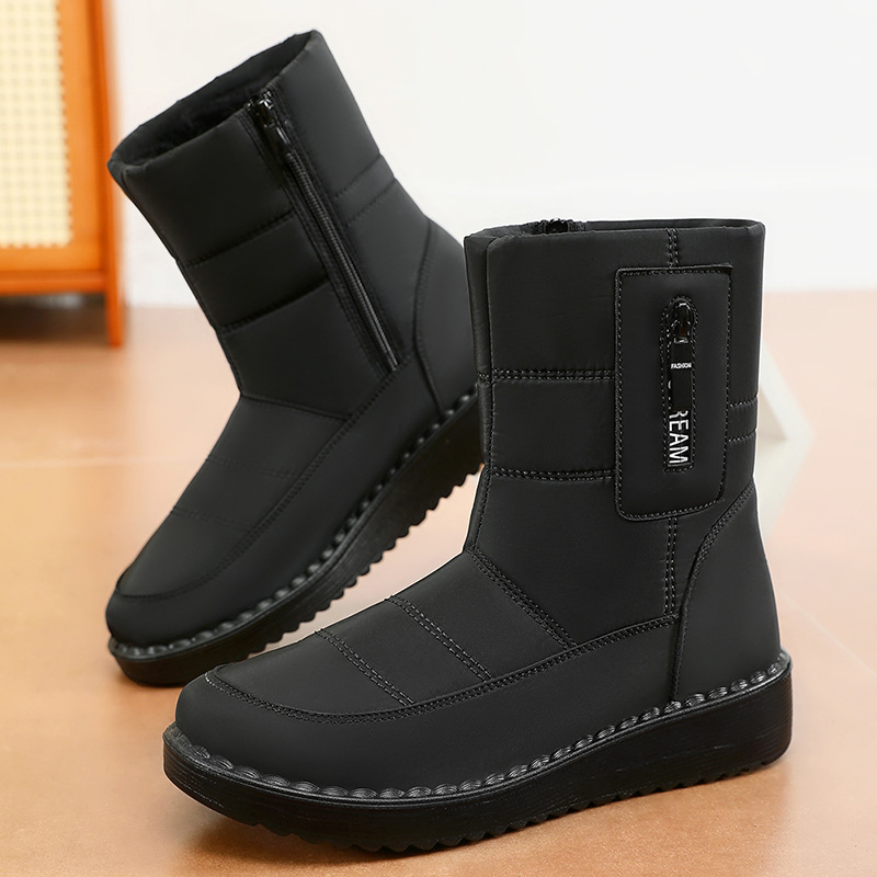 Jinshiyuan - Winter New Style processed and Customized cotton Shoes for Women, fleece and thickened warm snow boots, comfortable high-top cotton boots details Picture