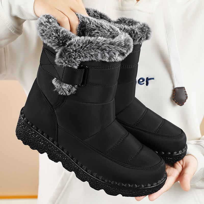 Jinshiyuan - Winter cotton shoes for Women, cross-border large-sized cotton shoes processing and customization, fleece and thickened high boots, snow boots for women details Picture