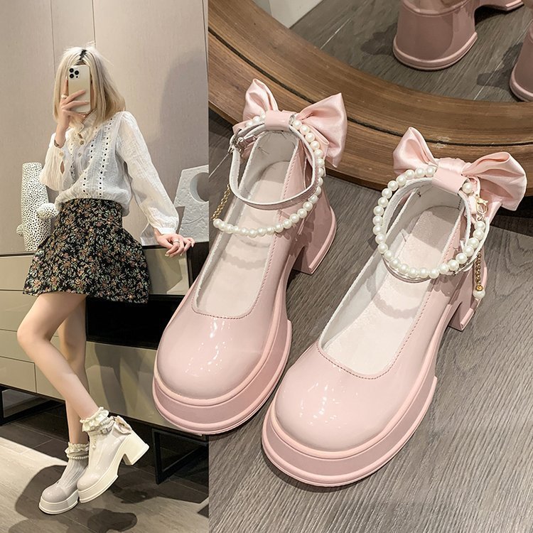2025 New round toe Mary Jane shoes, thick heels, high heels, sweet princess single shoes details Picture
