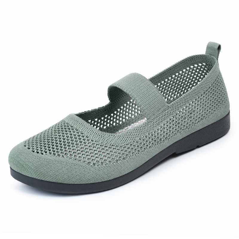 Women's shoes, versatile casual shoes, shoes for middle-aged and elderly mothers, flying woven breathable flat shoes, old Beijing cloth shoes, single shoes Item Picture