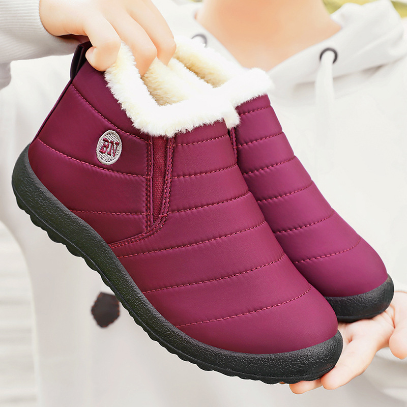 Women's cotton shoes, cross-border large-sized TEMU, snow boots, one-foot fleece cotton boots, cold-proof and warm women's ankle boots details Picture