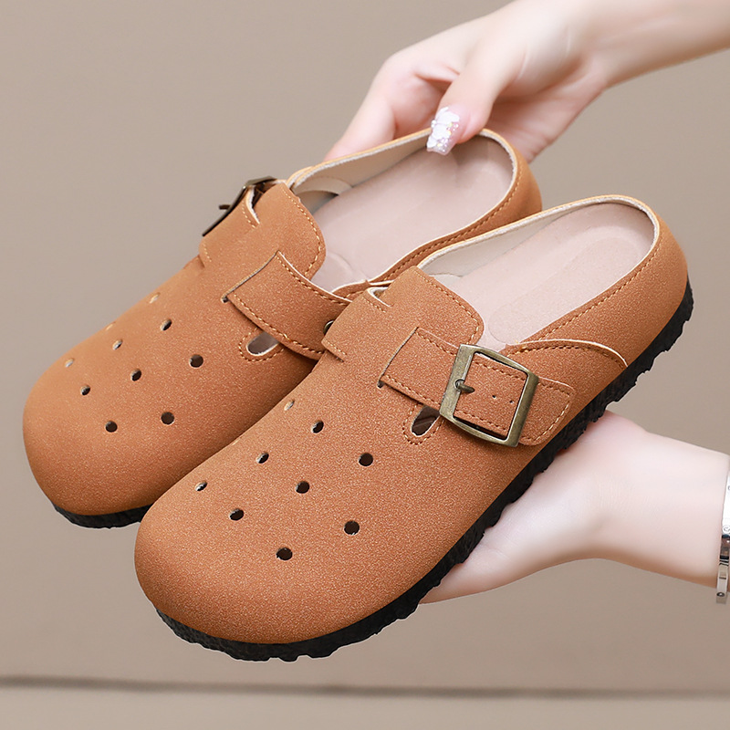 This is a versatile pair of Burken shoes for women. It's a new summer model with thick soles, a head cover, and a half-slipper. It's a casual women's slipper that can be worn on one foot details Picture