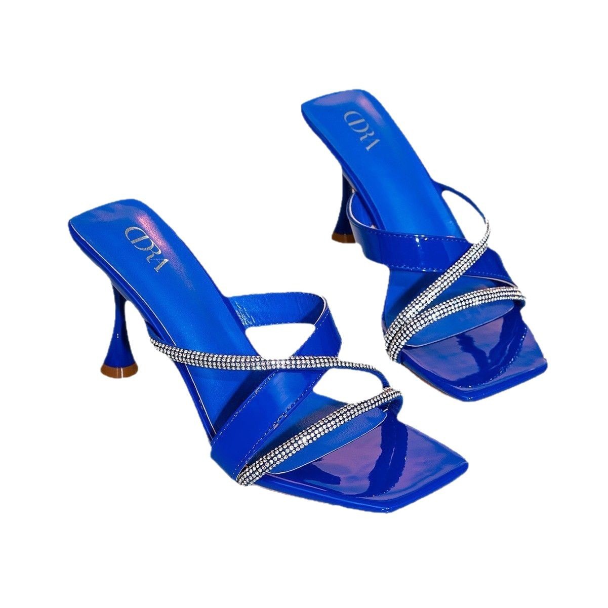 Export European and American style high-heeled sandals, fashionable square-toed women 's shoes for outerwear slippers heels, cross-border consignment Item Picture