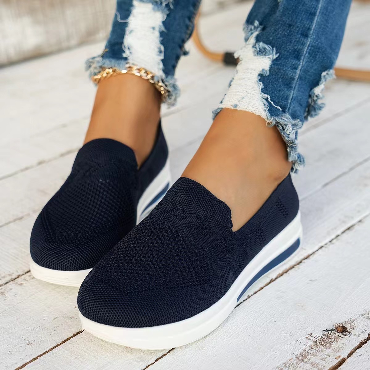 Jinshiyuan - Versatile women's shoes, one-step mom shoes, Breathable mesh casual shoes, thick-soled comfortable women's single shoes Specification drawing