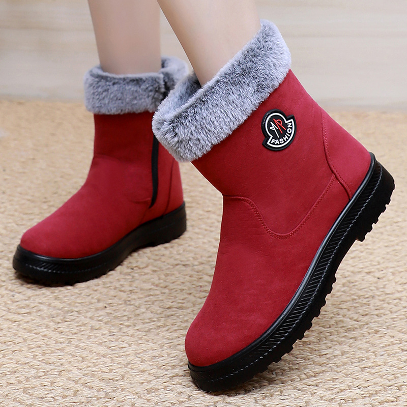Cross-border TEMU delivery of women's cotton shoes, snow boots, one-foot women's boots, fleece and thickened cotton boots, warm long boots details Picture