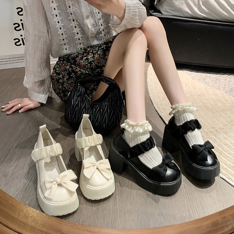 British-style Mary Jane small leather shoes 2025 Spring new style thick-soled, cake-soled, chunky single shoes for women to wear loafers on one foot details Picture