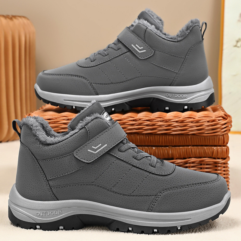 Men's cotton shoes, cross-border TEMU large-sized Velcro men's boots, fleece and thickened snow boots, cold-proof and warm cotton boots details Picture