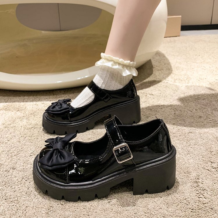 Mary Jane Shoes Women's 2025 Spring and Autumn New thick-soled British-style small leather shoes, Japanese jk school style bow single shoes full figure