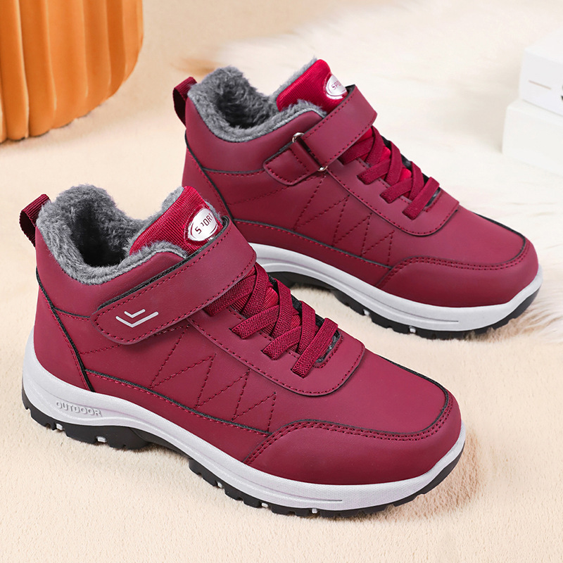 Women's cotton shoes, cross-border large-sized snow boots, unisex walking shoes, fleece and thickened cotton shoes, Velcro women's boots details Picture