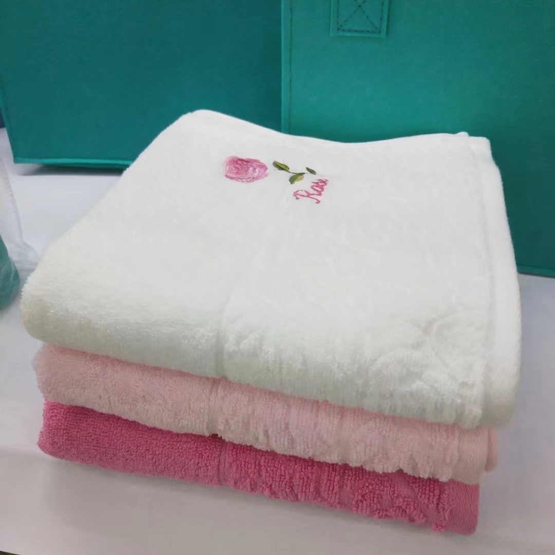 玫瑰香毛巾-白色/浅紫/深紫*30绣