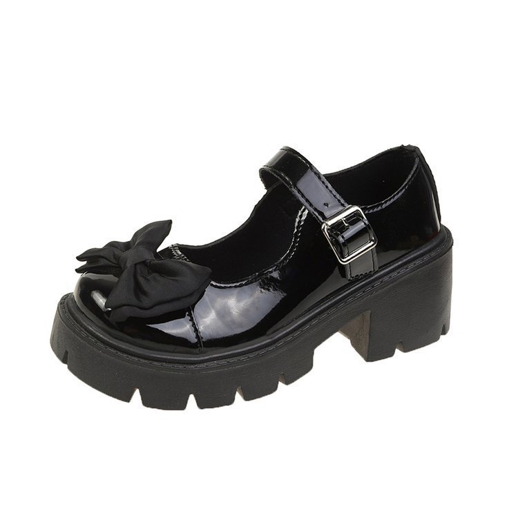 Mary Jane Shoes Women's 2025 Spring and Autumn New thick-soled British-style small leather shoes, Japanese jk school style bow single shoes Item Picture