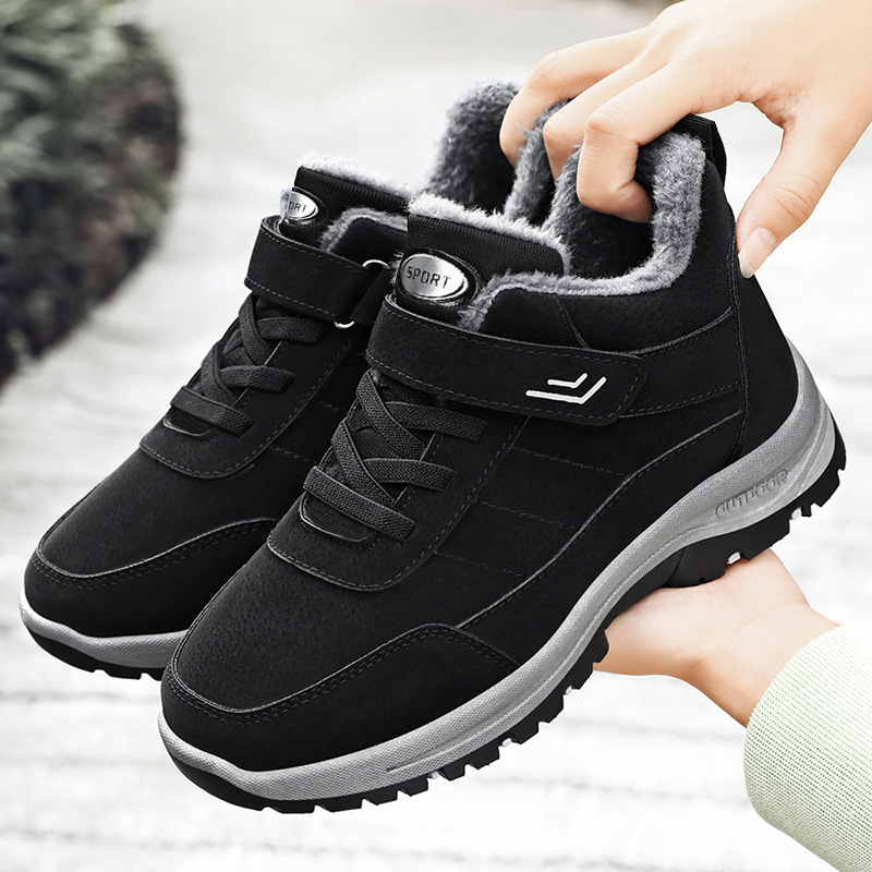 Women's cotton shoes, cross-border TEMU oversized cotton boots, fleece and thickened snow boots, Velcro style women's boots, versatile ankle boots Specification drawing