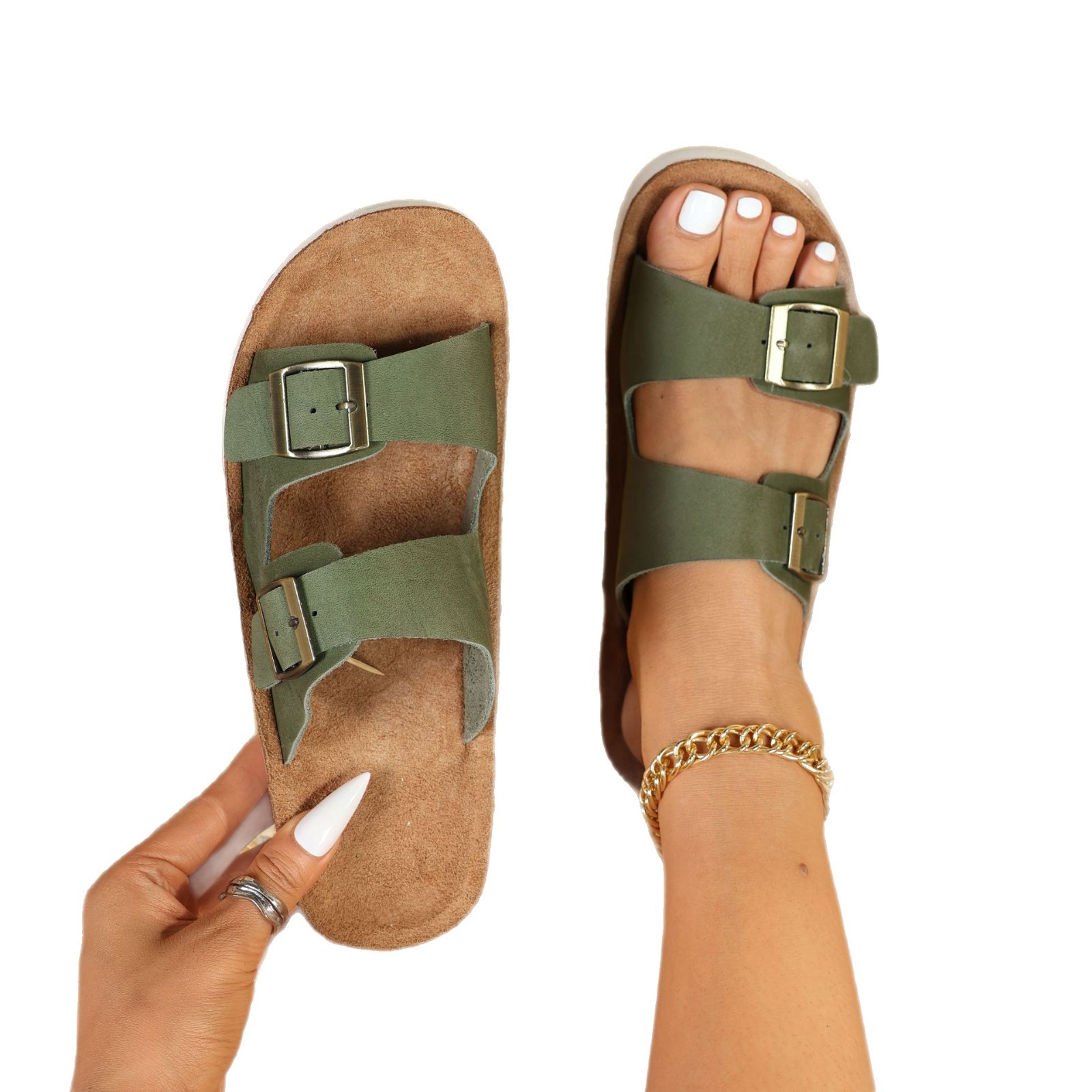 2025 Thick-soled velvet slippers, anti-slip beach leather Birken cool slippers, suitable for both men and women Item Picture