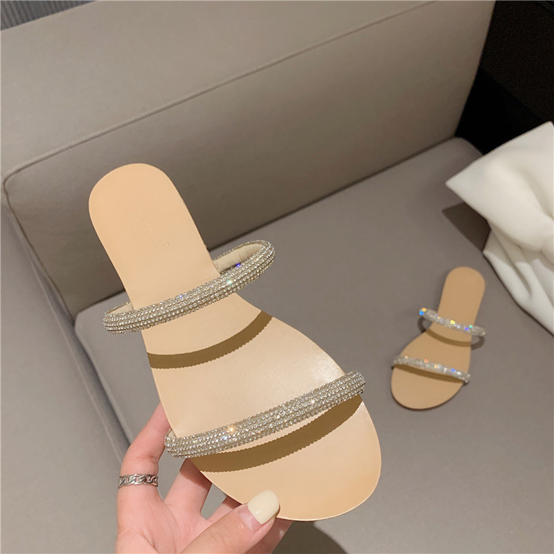 The 2023 summer new fairy-like style one-piece flat, diamond-encrusted flip-flops are perfect for outerwear details Picture