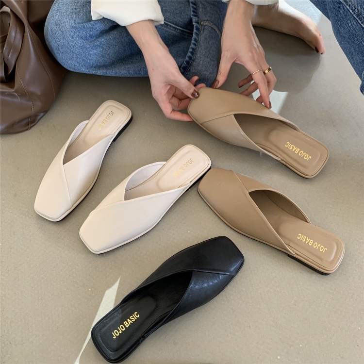 The 2024 new summer half-drag women's shoes with flip-flops, fashionable mules, and trendy cool flip-flops on Instagram full figure