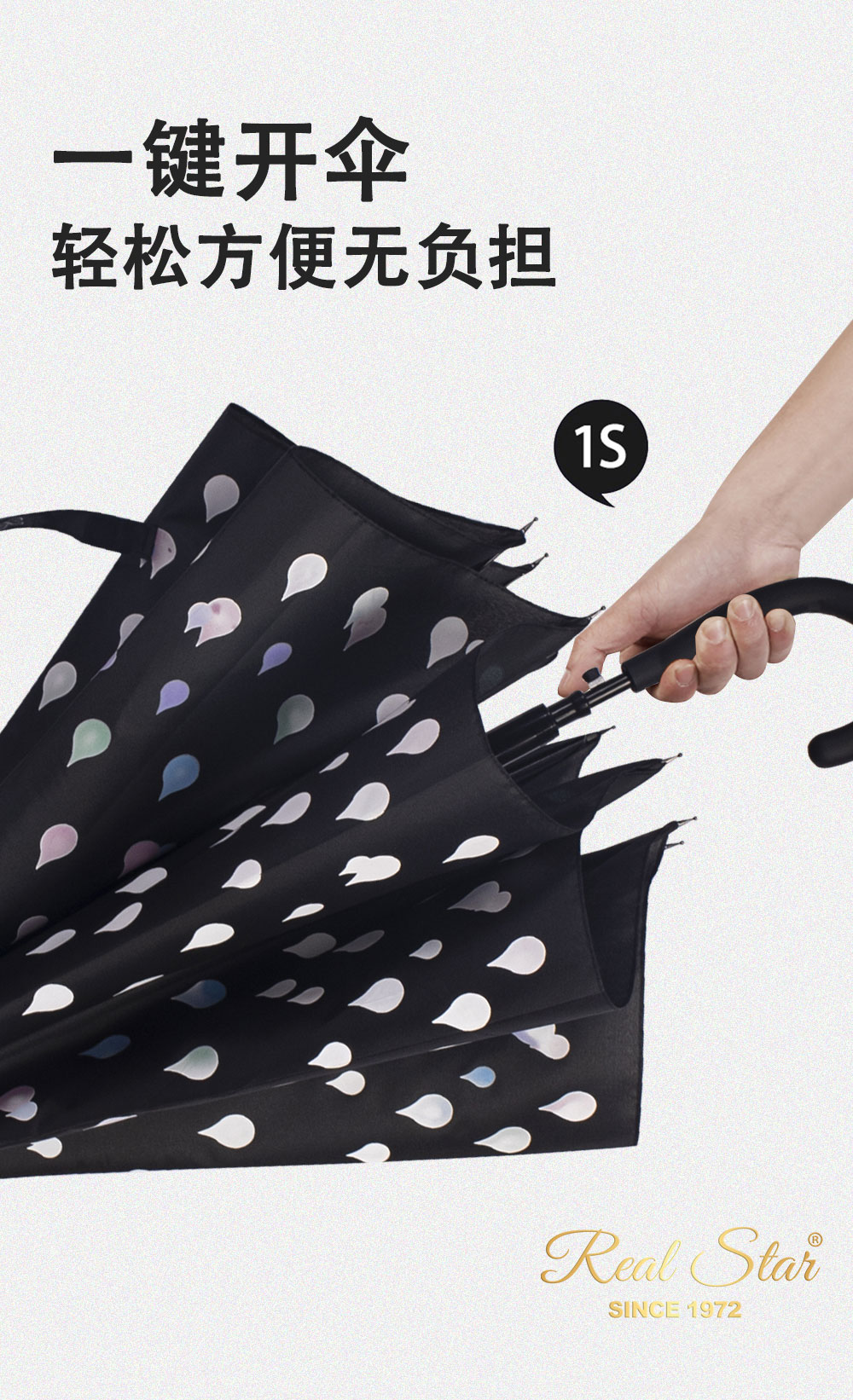 星宝伞遇水变色魔术伞长伞一键开伞现货批发详情5