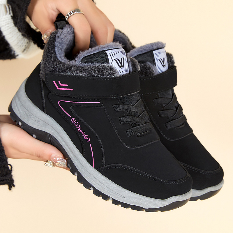 Women's snow boots, cross-border TEMU oversized cotton shoes, fleece and thickened ankle boots, Velcro walking shoes, versatile women's boots Specification drawing