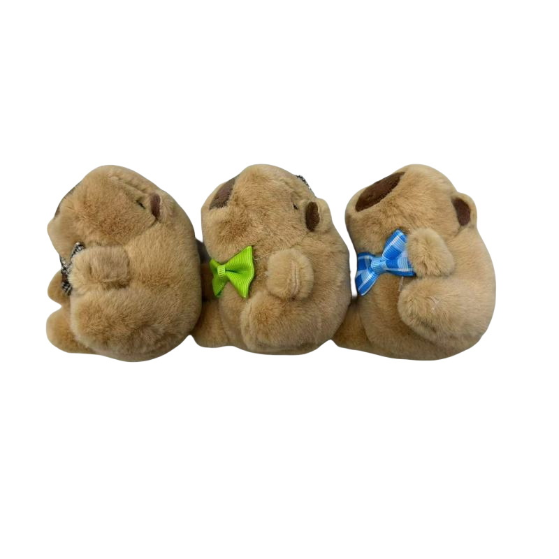 小熊公仔玩偶钥匙扣/星星人/卡皮巴拉/毛绒玩具小挂件/吱吱叫白底实物图