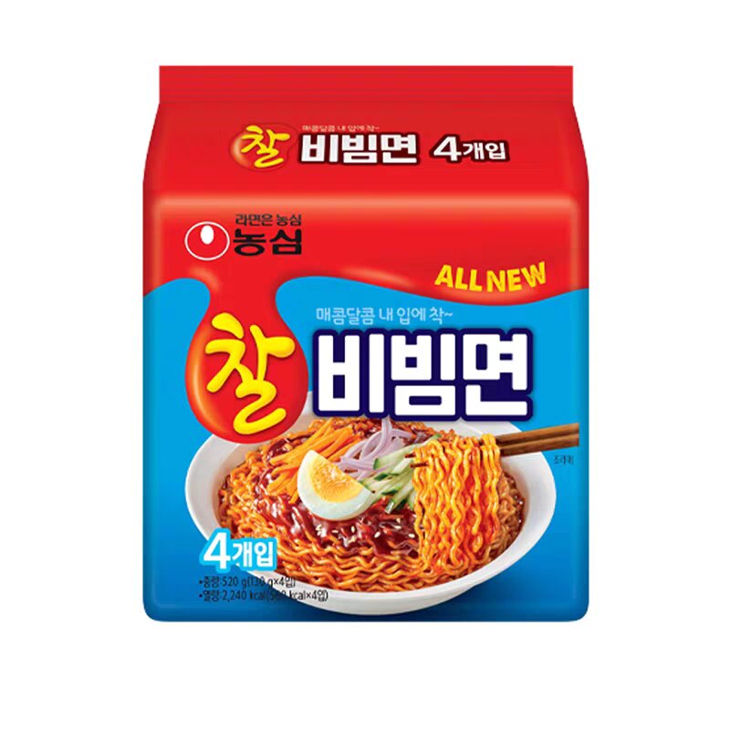 Zero batch free shipping Korean imported snack food, Nongshin Spicy Mixed Noodles, multi-pack cold mixed noodles 130g*4 bags Item Picture
