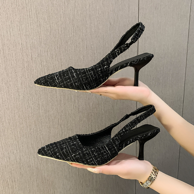 French chanel-style high-heeled flip-flops for women, 2024 new summer skinny pointed-toe flip-flops, available for distribution details Picture