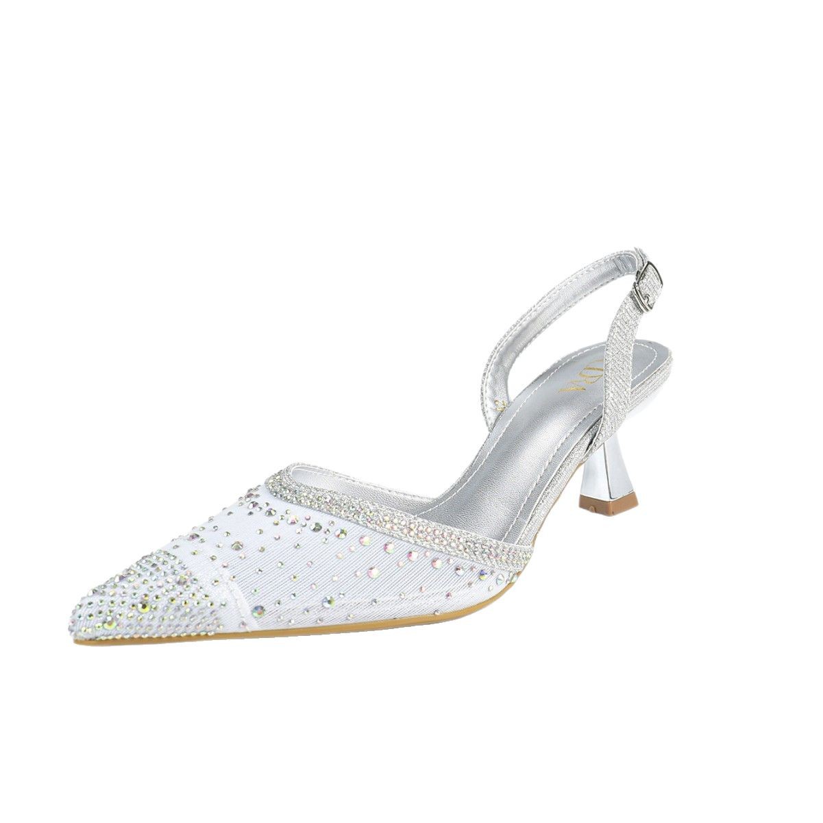 Wholesale of cross-border new fairy style water diamond breathable mesh fine heel flip-flops from the original factory for women's shoes Item Picture