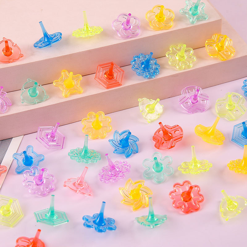 Wholesale of children's gyroscope toys, crystal acrylic, colorful rotating seven-color crystal gyroscopes, and kindergarten reward gifts details Picture