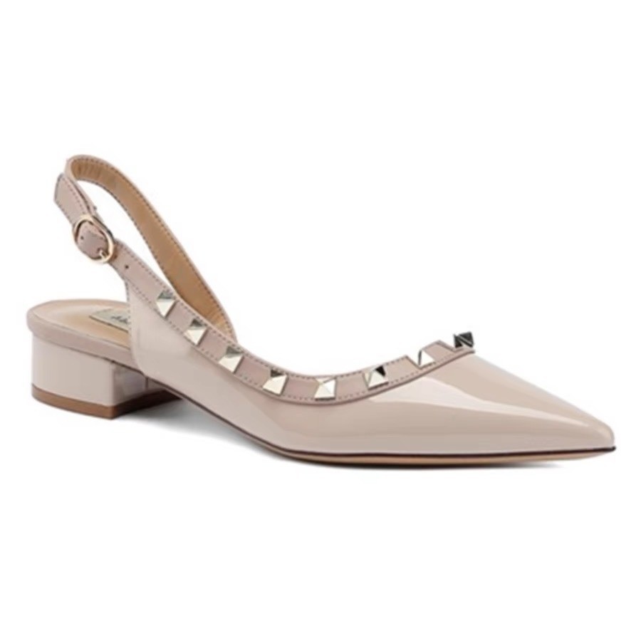 French nude chanel-style single shoes for women 2024 new style rivet hollow small leather shoes summer dress with high-heeled sandals Item Picture