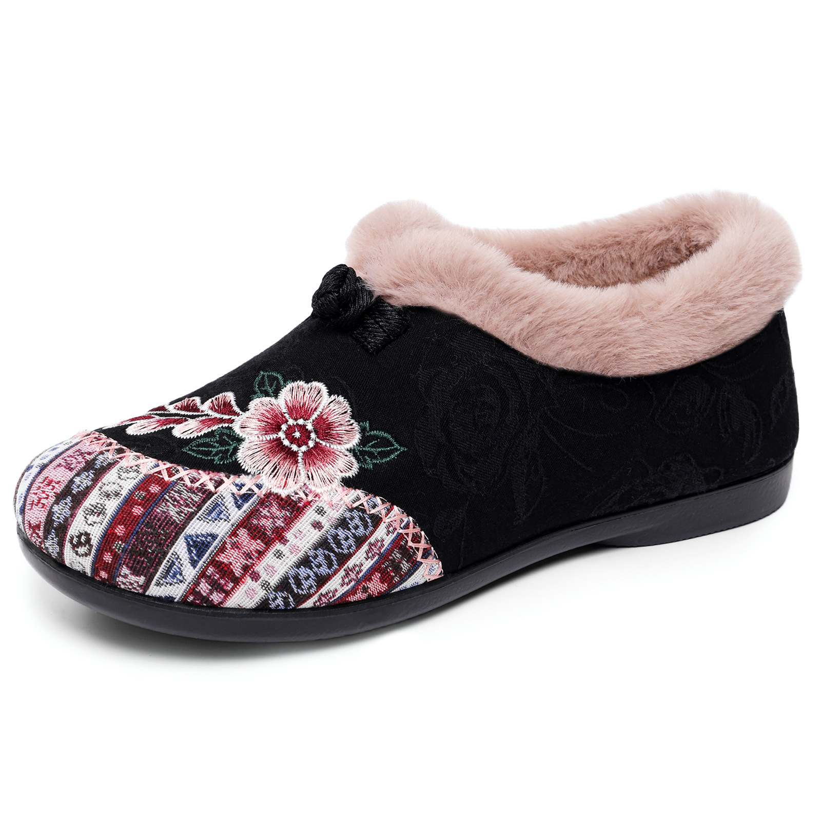Women's cotton shoes, winter women's shoes with fleece, one-foot embroidered shoes, ethnic style woolen shoes, cross-border large-sized winter shoes Item Picture