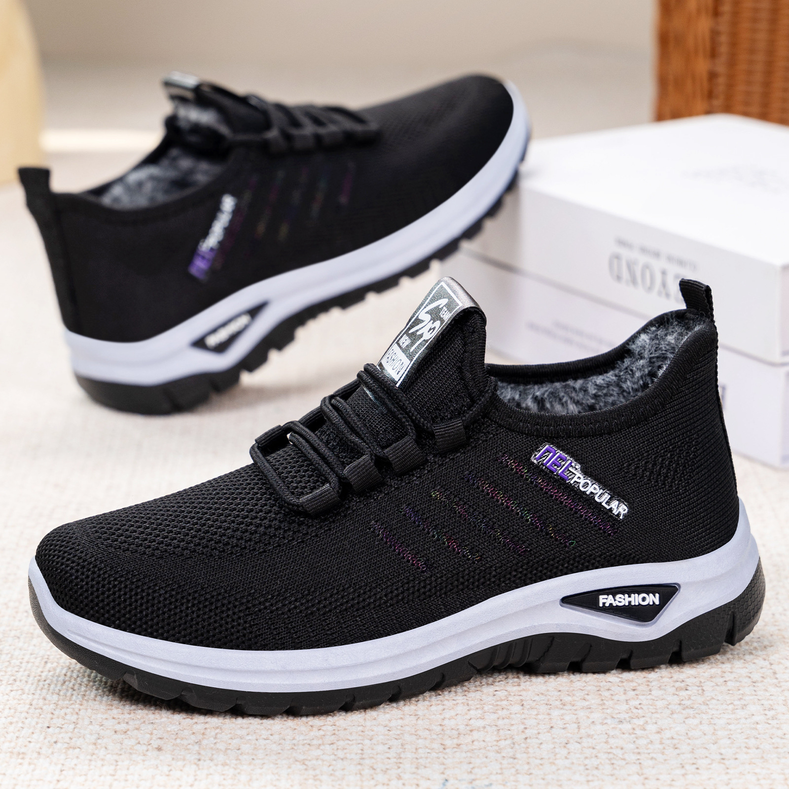 Women's cotton shoes, cross-border large-sized cotton boots, TEMU dropshipping women's boots, fleece and thickened flying woven snow boots, versatile ankle boots Application Scenario