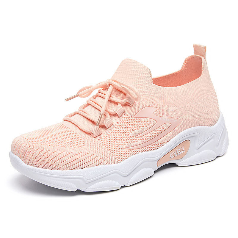 Women's casual shoes, cross-border versatile women's shoes, breathable and non-smelly feet, mesh shoes, flying woven women's single shoes, thick-soled height-increasing shoes Item Picture