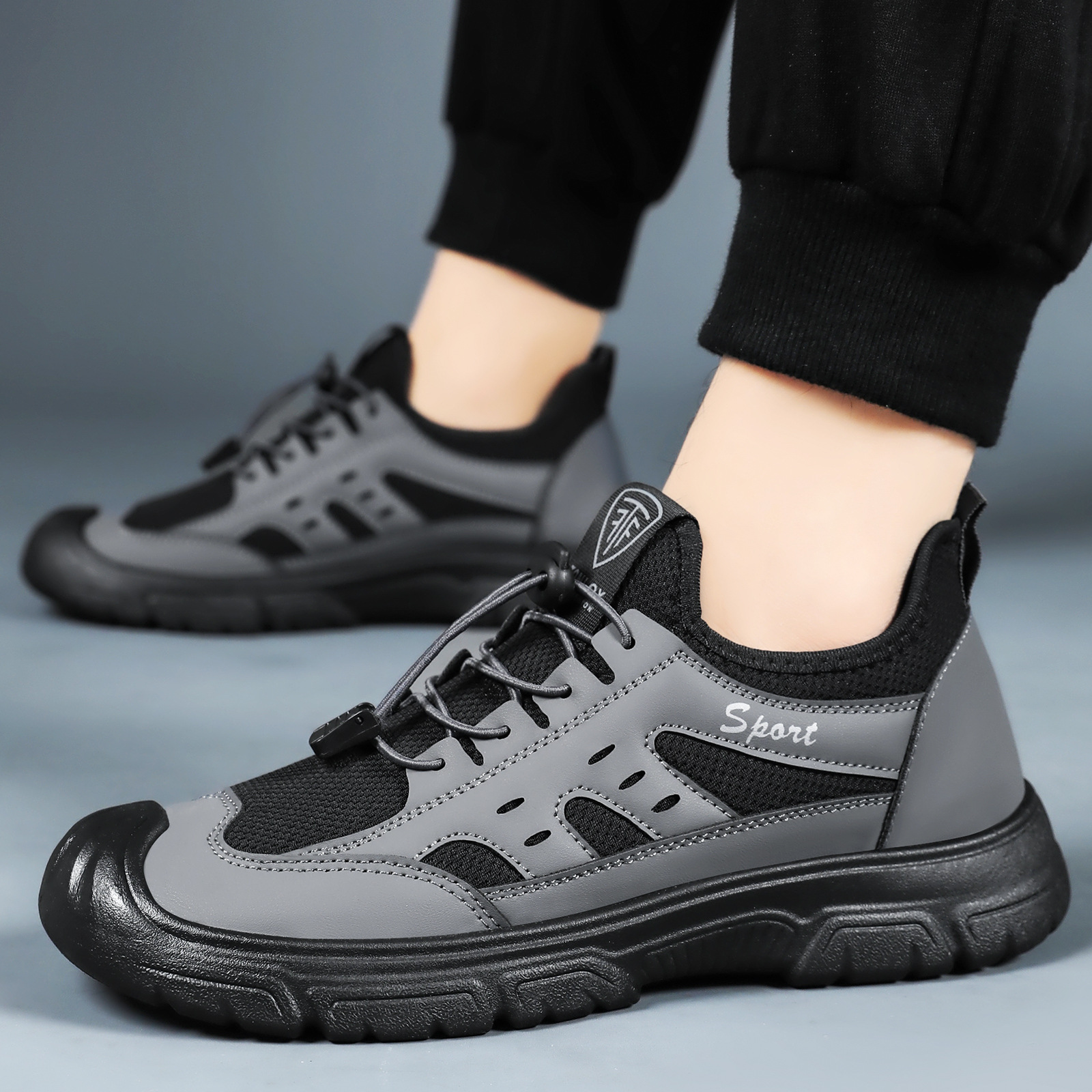 Men's casual shoes, outdoor hiking shoes, breathable and non-smelly feet, mesh shoes, versatile men's shoes, soft-soled and comfortable dad shoes Specification drawing