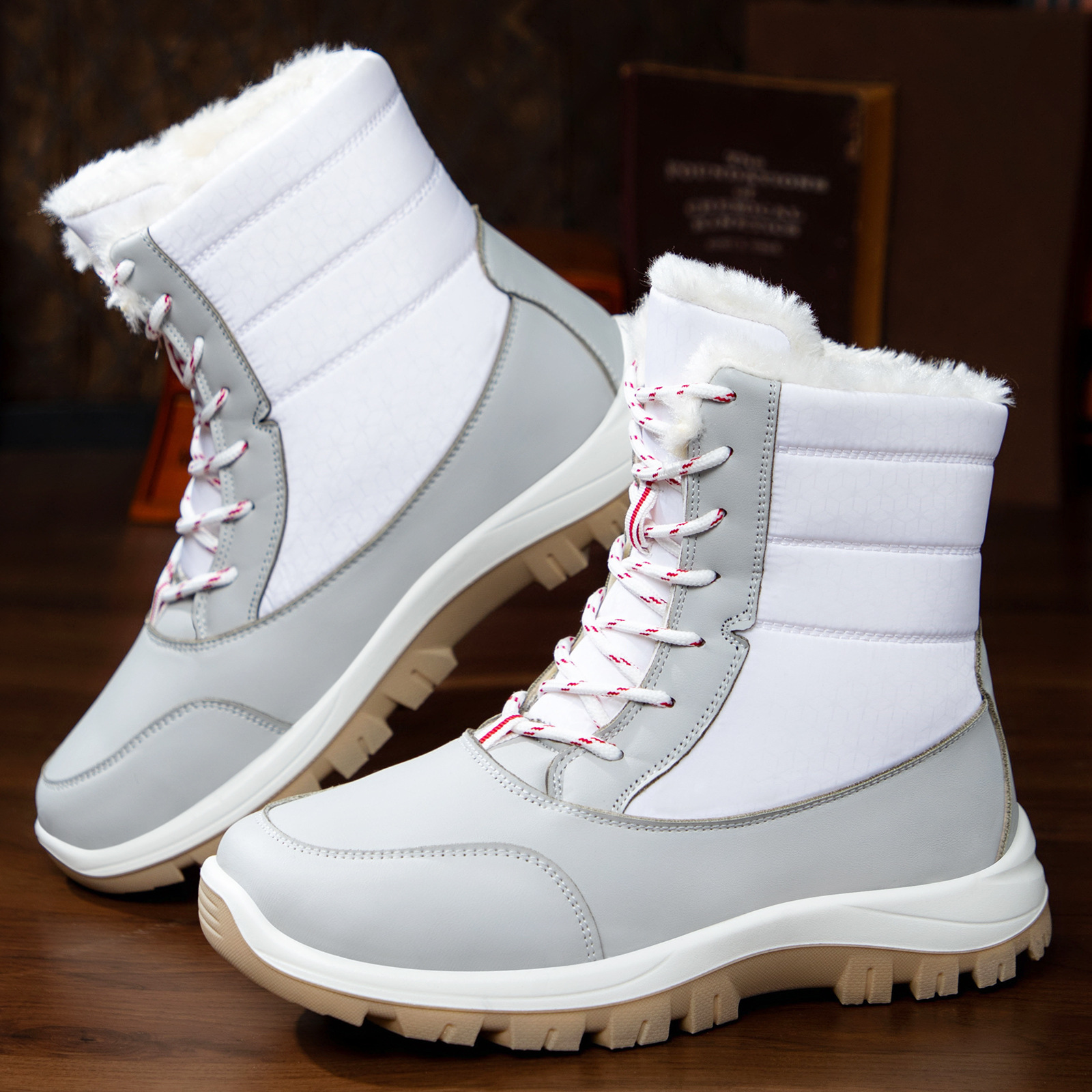 Jinshi Yuan - Customized shoes, women's cotton shoes, fleece and thickened snow boots, cold-proof and warm, versatile long boots for women details Picture