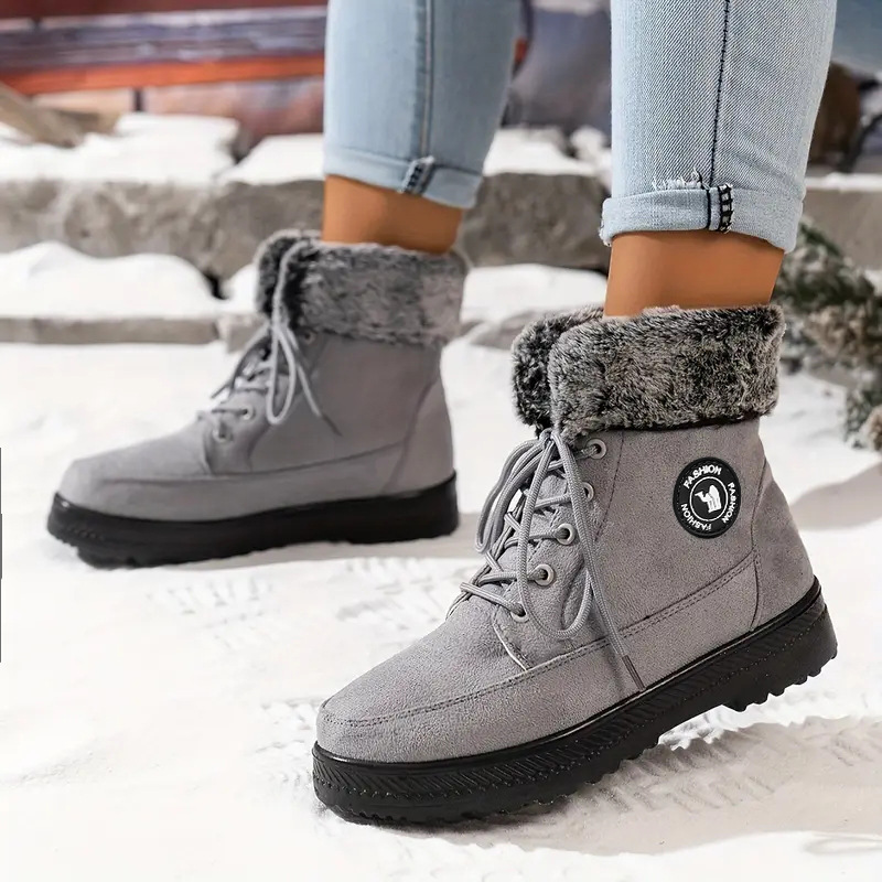 TEMU cross-border export snow boots for women, long boots with fleece and thickened cotton shoes, cold-proof and warm cotton boots for women full figure