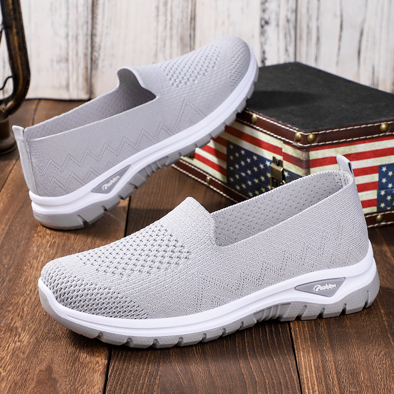 Women's casual shoes, cross-border large-sized women's shoes, TEMU consignment, single shoes, flying woven breathable mesh shoes, soft-soled mom shoes Specification drawing