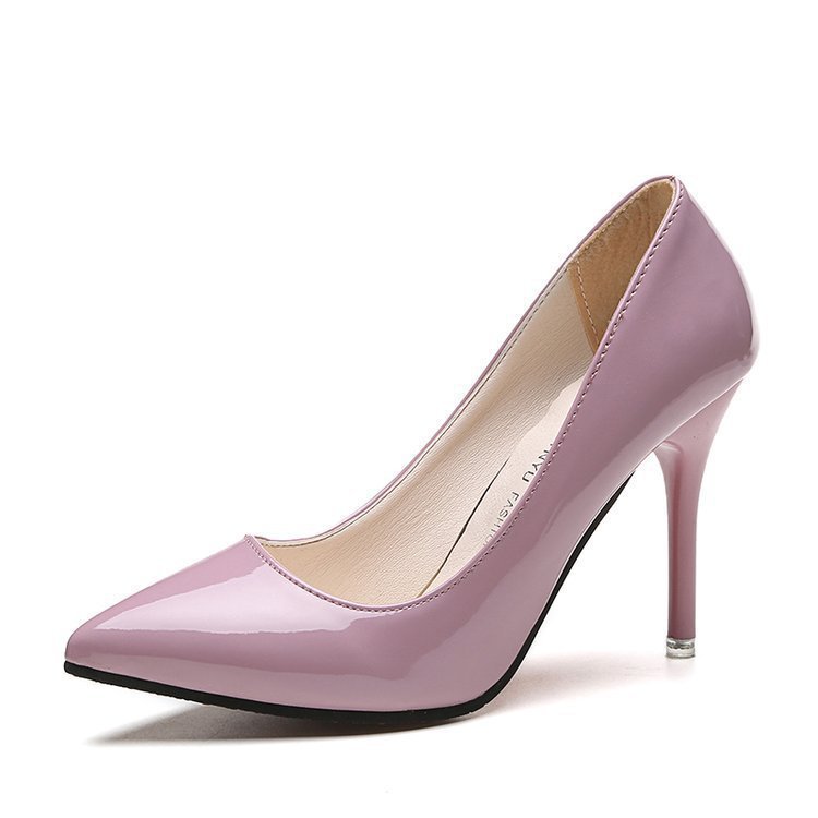 European station: Nude stiled-up high heels, pointed black work single shoes, women's patent leather blue plus-size shoes, red wedding shoes Item Picture