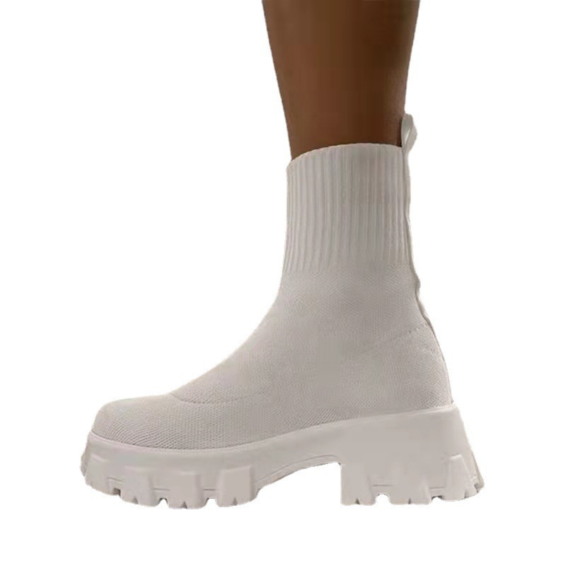 Cross-border new large-sized women's shoes, Feizhi sports short boots for women, 2024 autumn/winter independent station Women's boots, large-sized one-foot socks Application Scenario