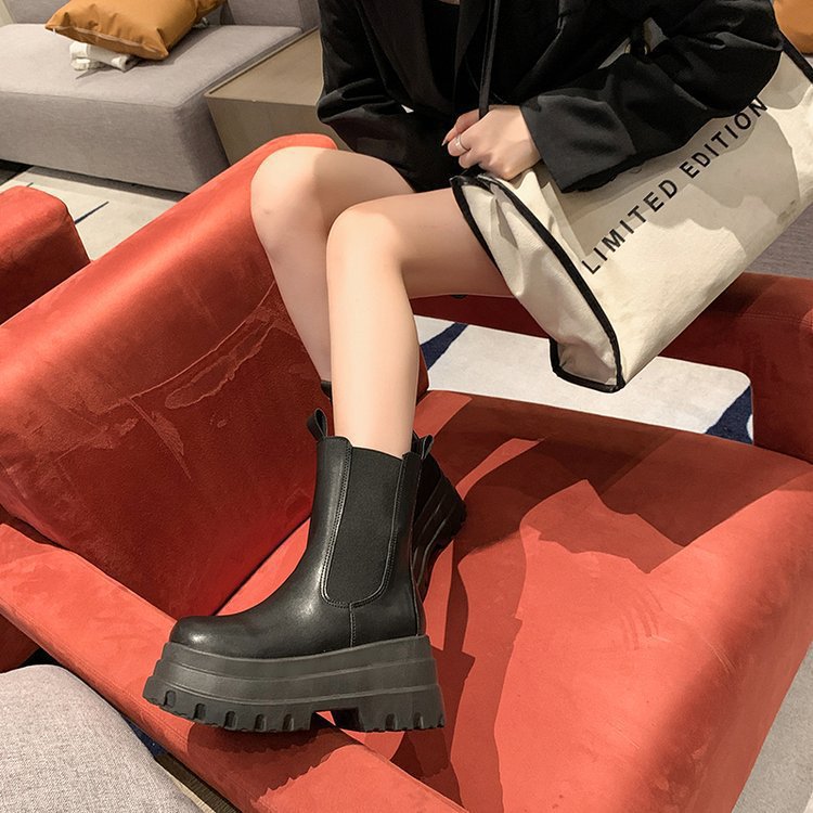 Martin Boots Women's ankle boots 2025 new spring style small petite thick-soled slimming mid-calf boots Chelsea chimney boots Women details Picture