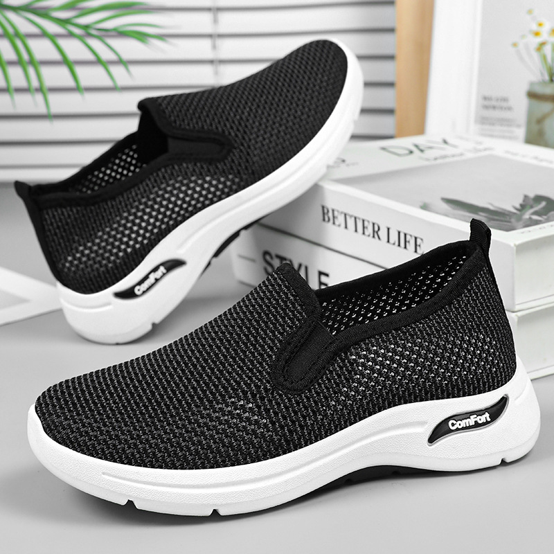 Old Beijing cloth shoes, women's shoes, casual shoes, summer flying woven shoes, soft-soled breathable mesh shoes, comfortable mom shoes full figure