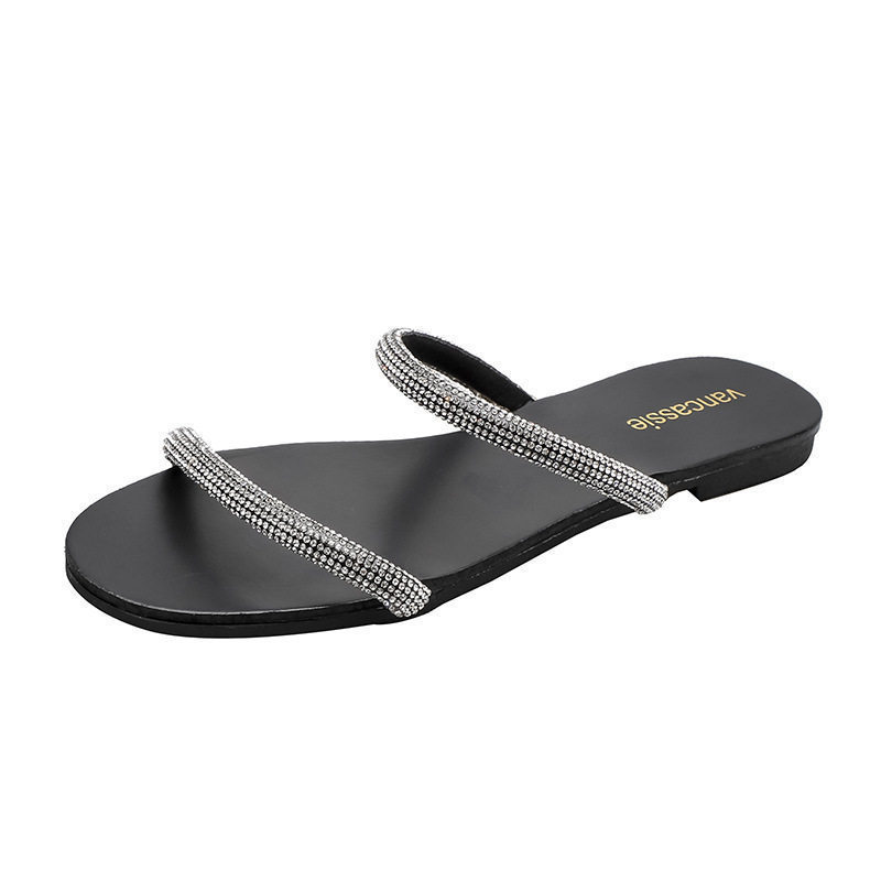 The 2023 summer new fairy-like style one-piece flat, diamond-encrusted flip-flops are perfect for outerwear Item Picture