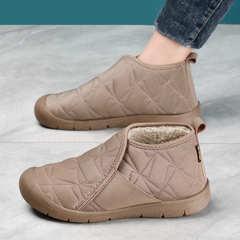 Women's cotton shoes with fleece and thickened cotton boots, cold-proof and warm women's boots, shoes for middle-aged and elderly mothers, and snow boots on one foot Specification drawing