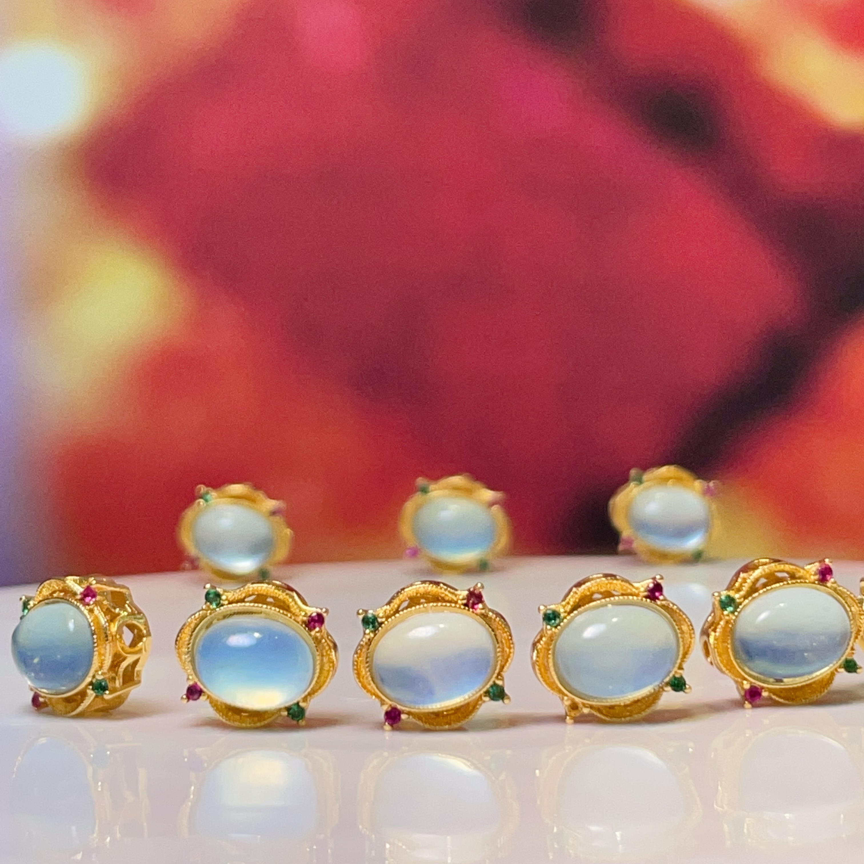 海蓝宝红绿锆椭圆直孔diy饰品配件水晶配件古法沙金配件铜镀真金高保色详情2