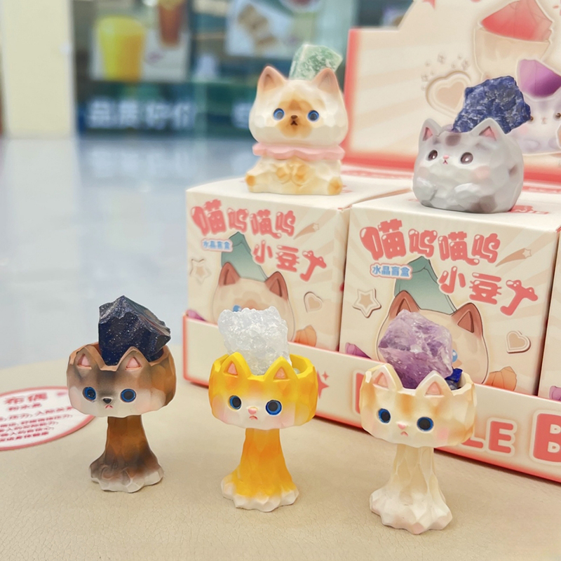 创意新款热卖小红书爆款新品喵呜喵呜小豆丁盲盒潮玩水晶石扩香卧室装饰桌面节日送女朋友礼物一件代发详情7