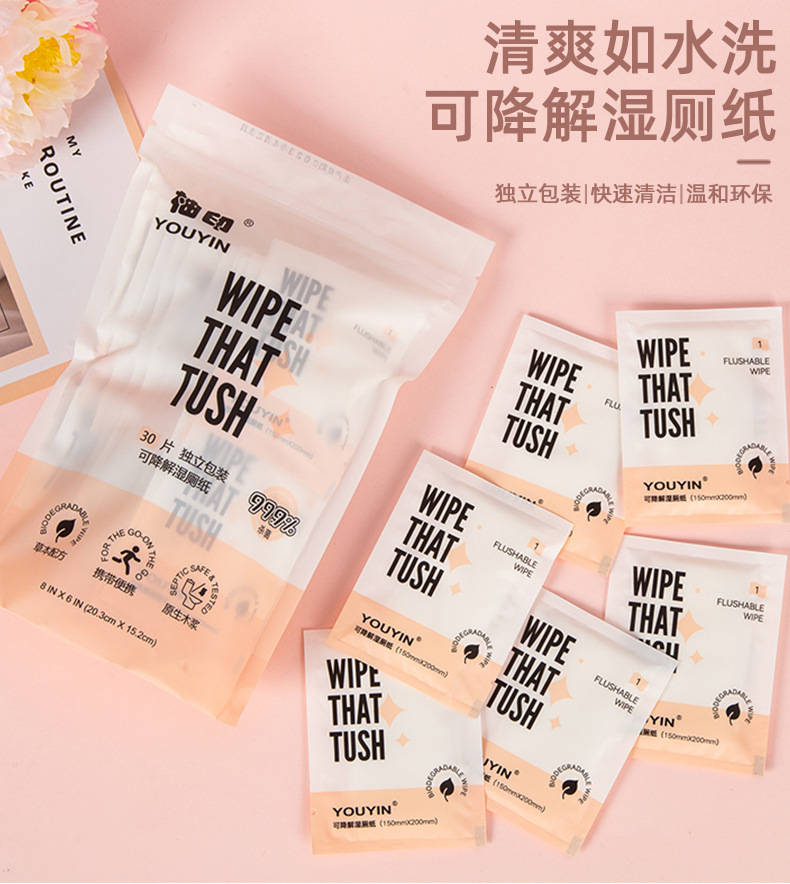 独立包装可降解湿厕纸男女性洁清洁护理擦屁股抑菌洁厕湿巾详情3