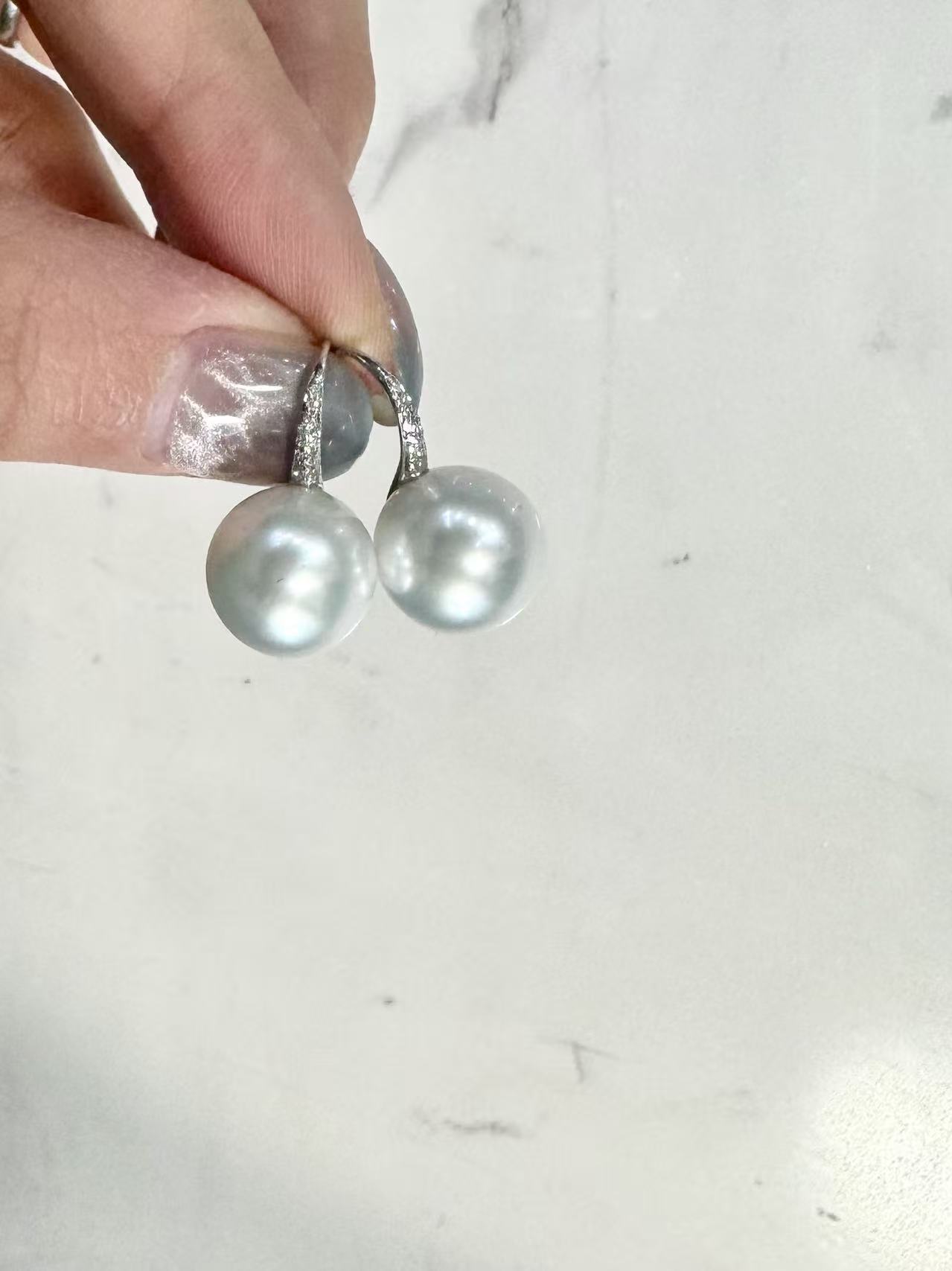 澳白珍珠耳环 天然珍珠 
