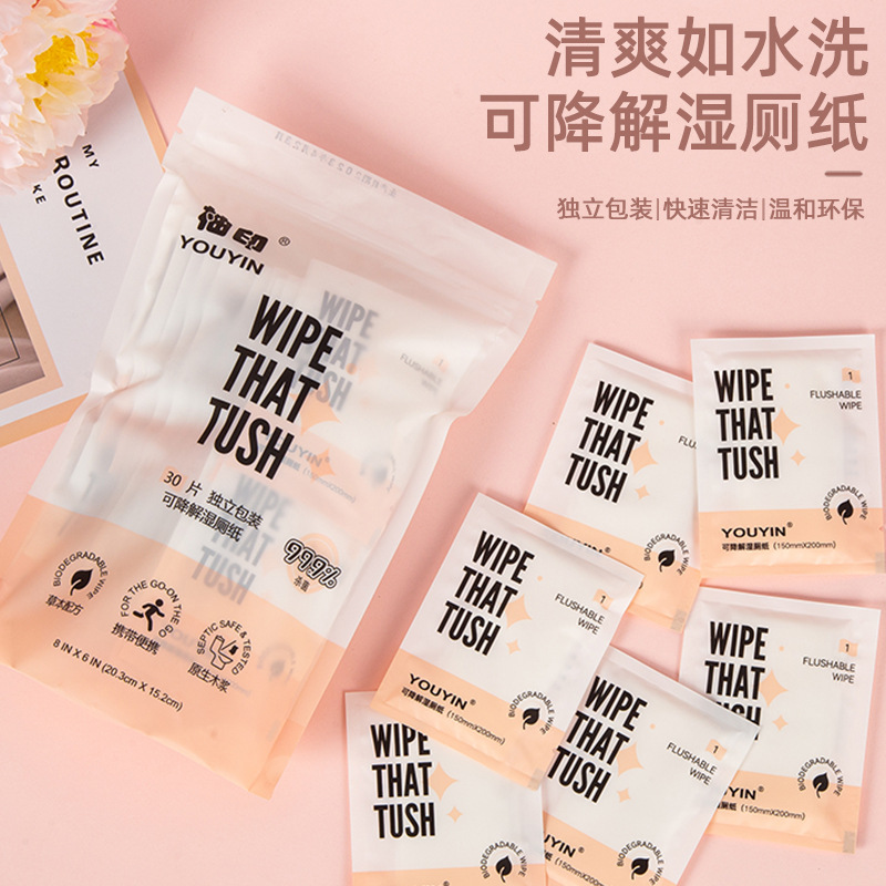 独立包装可降解湿厕纸男女性洁清洁护理擦屁股抑菌洁厕湿巾